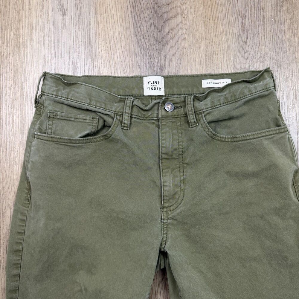 Flint And Tinder Pants Mens 31x30 Green Straight Fit Stretch 5 Pocket Chino - Picture 2 of 11